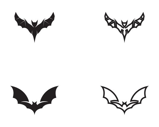 Bat black logo template fundo branco ícones app vetor