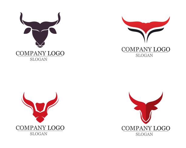 Ícones de modelo de logotipo e símbolos de chifre de touro vetor