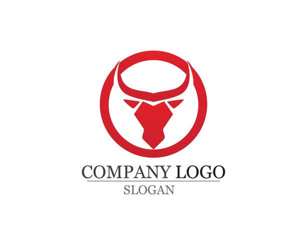 Ícones de modelo de logotipo e símbolos de chifre de touro vetor