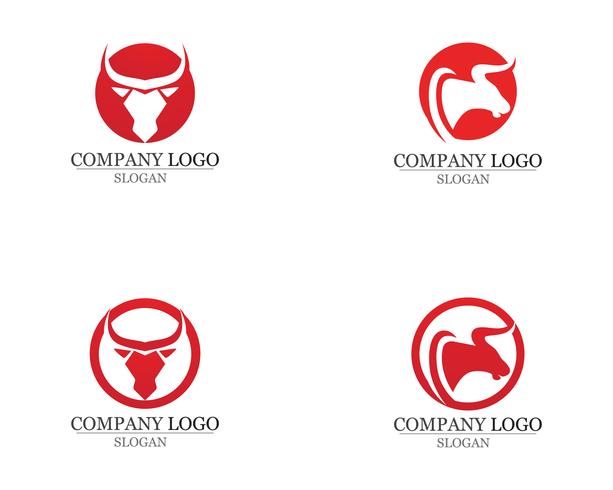 Ícones de modelo de logotipo e símbolos de chifre de touro vetor