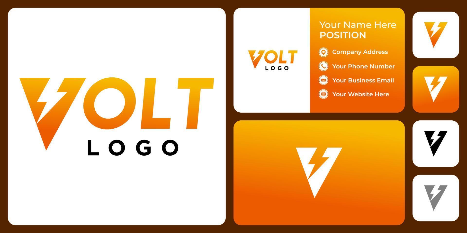 carta v monograma volt logotipo com modelo de cartão de visita. vetor