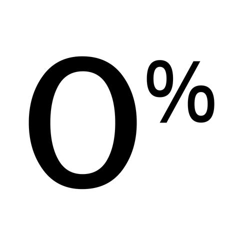 Zero por cento sinal icon ilustração vetorial vetor