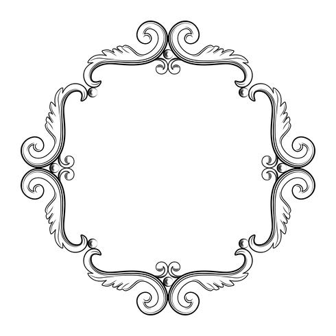 Quadro vintage ornamental. Ilustração vetorial em cores preto e brancas vetor