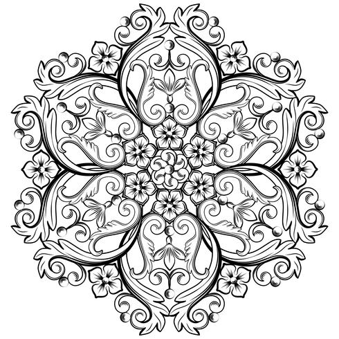 Elemento ornamental redondo bonito para o projeto em cores preto e branco. Ilustração vetorial vetor