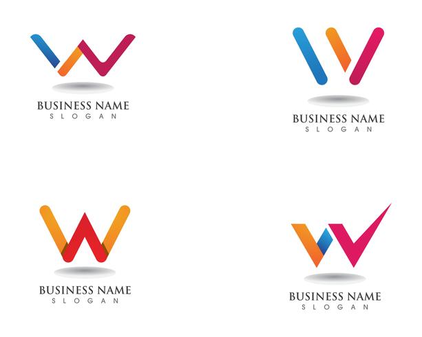 Negócio de logotipo de W e modelo de símbolos vetor