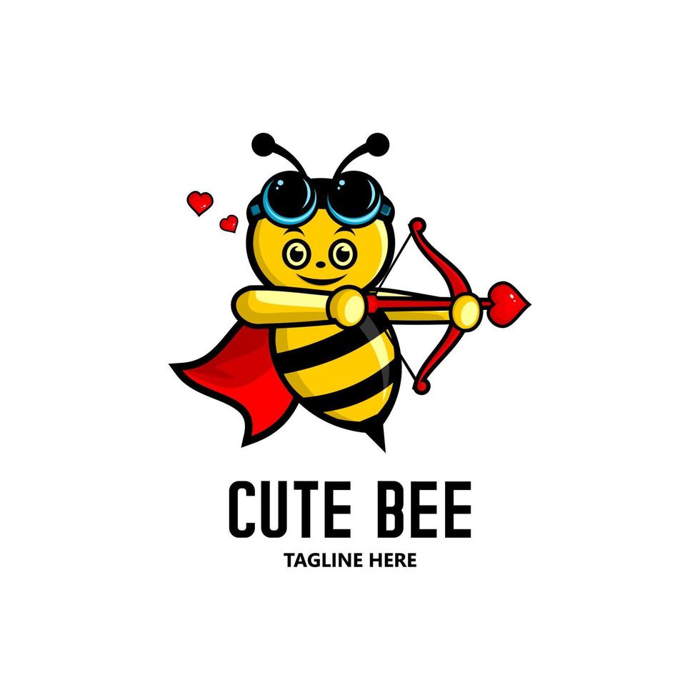 ilustração vetorial do logotipo da abelha carregando um arco vetor