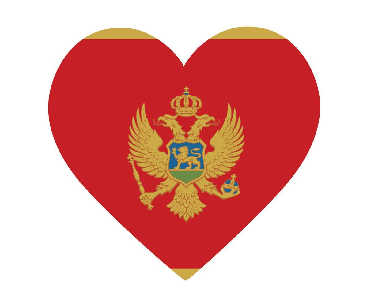 montenegro bandeira nacional europa emblema coração ícone ilustração vetorial elemento de design abstrato vetor