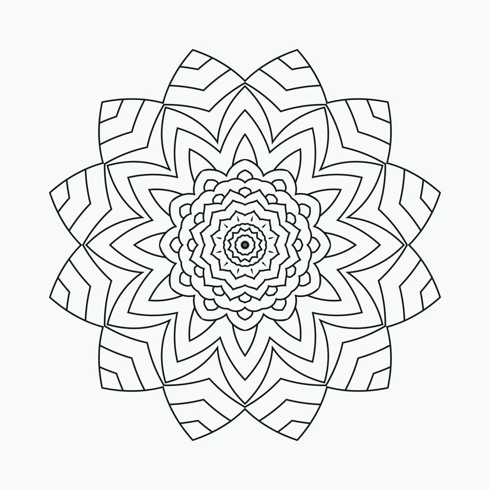 vetor de arte de linha de mandala de decoração. padrão de mandala indiana preto e branco para colorir. design de mandala de flores em estilo indiano. vetor de arte de linha de ornamento de mandala circular. crianças para colorir.