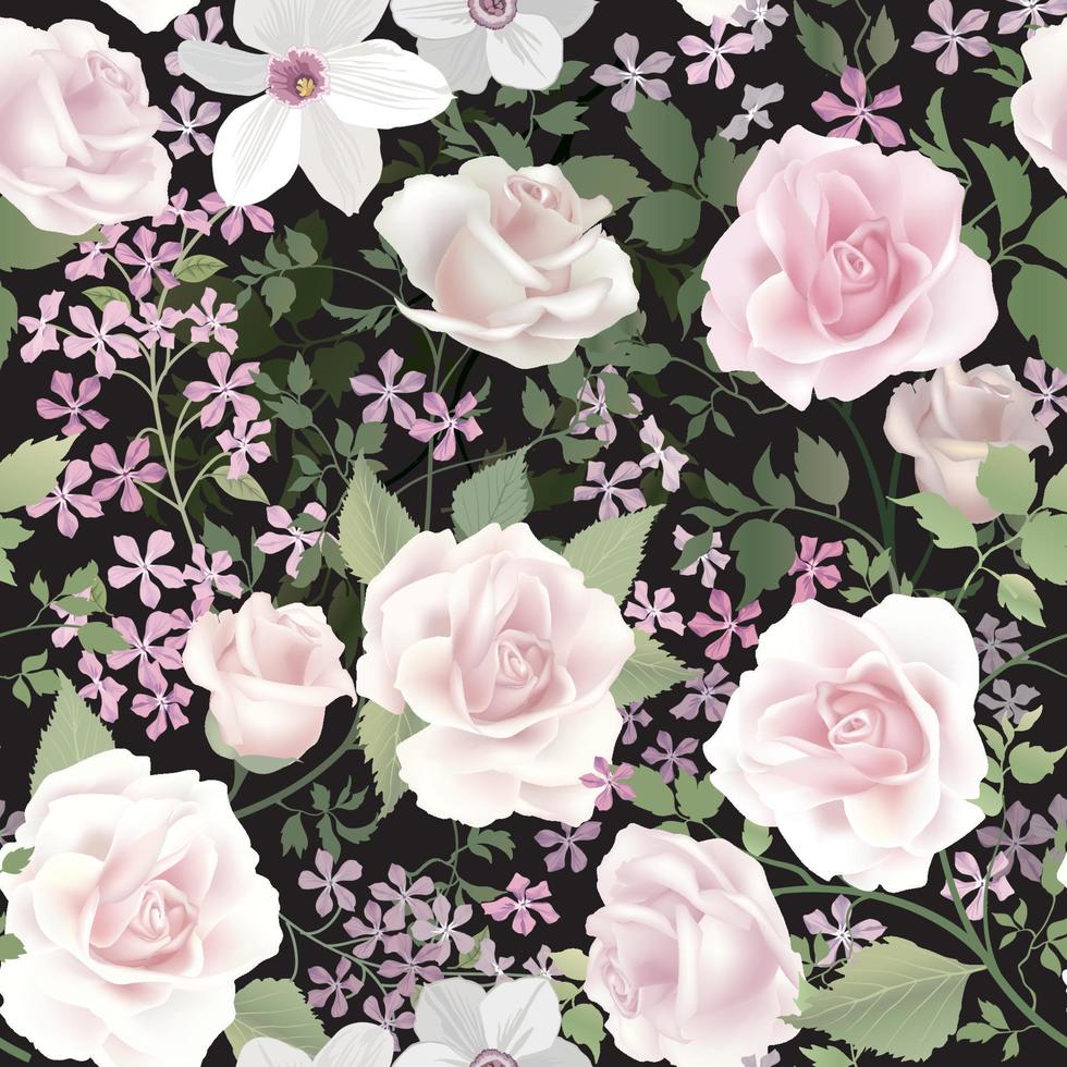padrão sem emenda floral. fundo de buquê de flores de jardim rosa. vetor