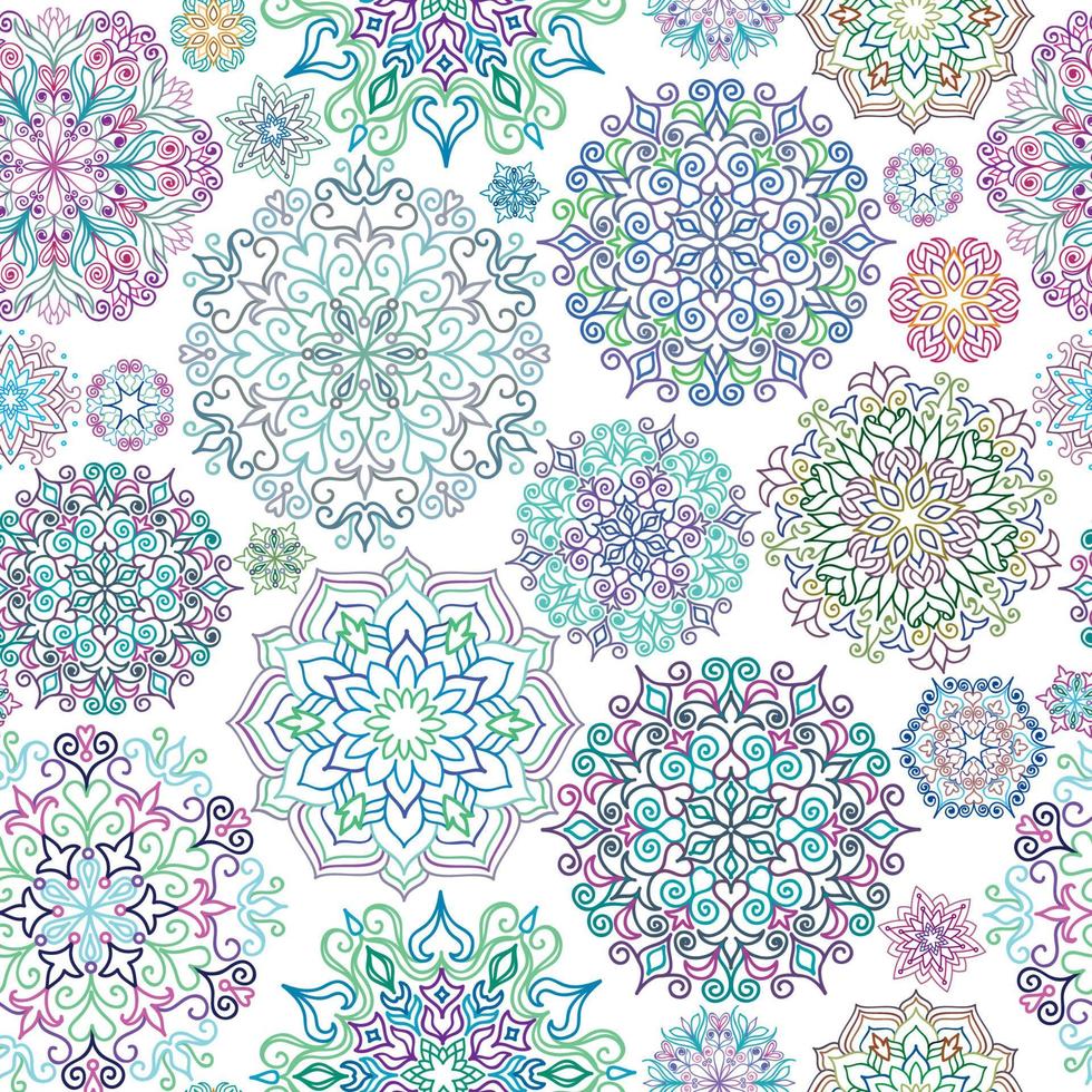 padrão sem emenda de linha de forma floral abstrata. fundo ornamental geométrico linear árabe com formas de mandala. decoração de férias de flocos de neve de inverno vetor