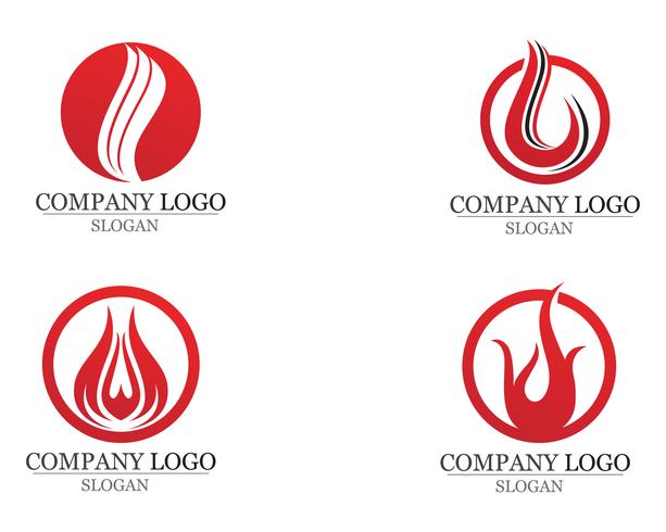 Chama de fogo Logo Template vetor ícone Gás de petróleo e energia