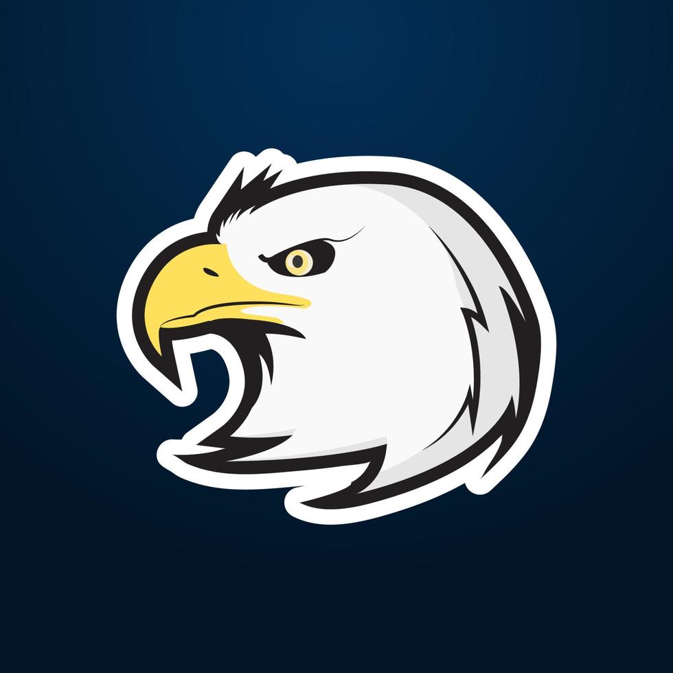 emblema de cabeça de águia simples em estilo cartoon. editável para logotipo da equipe de jogos ou esports vetor