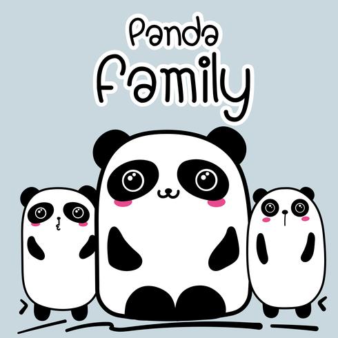 Fundo bonito da família da panda dos desenhos animados. Ilustração vetorial. vetor