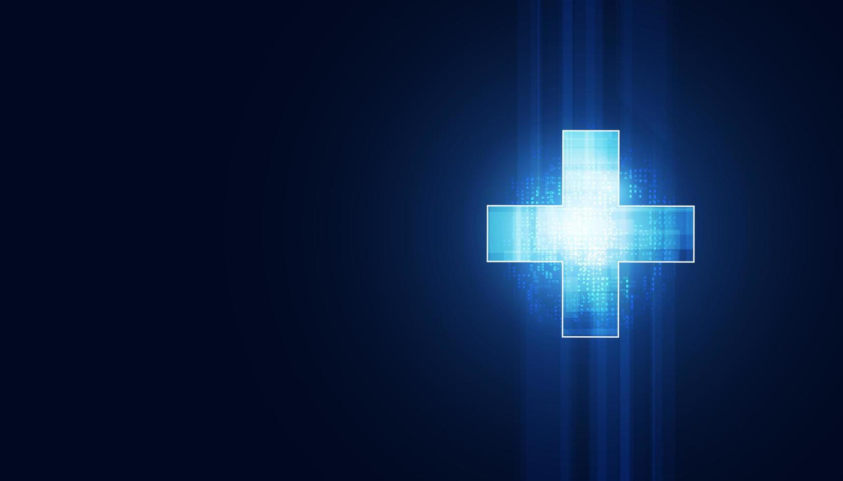 a ciência da saúde abstrata consiste em saúde mais conceito de tecnologia digital médico moderno em fundo azul futuro de alta tecnologia. vetor