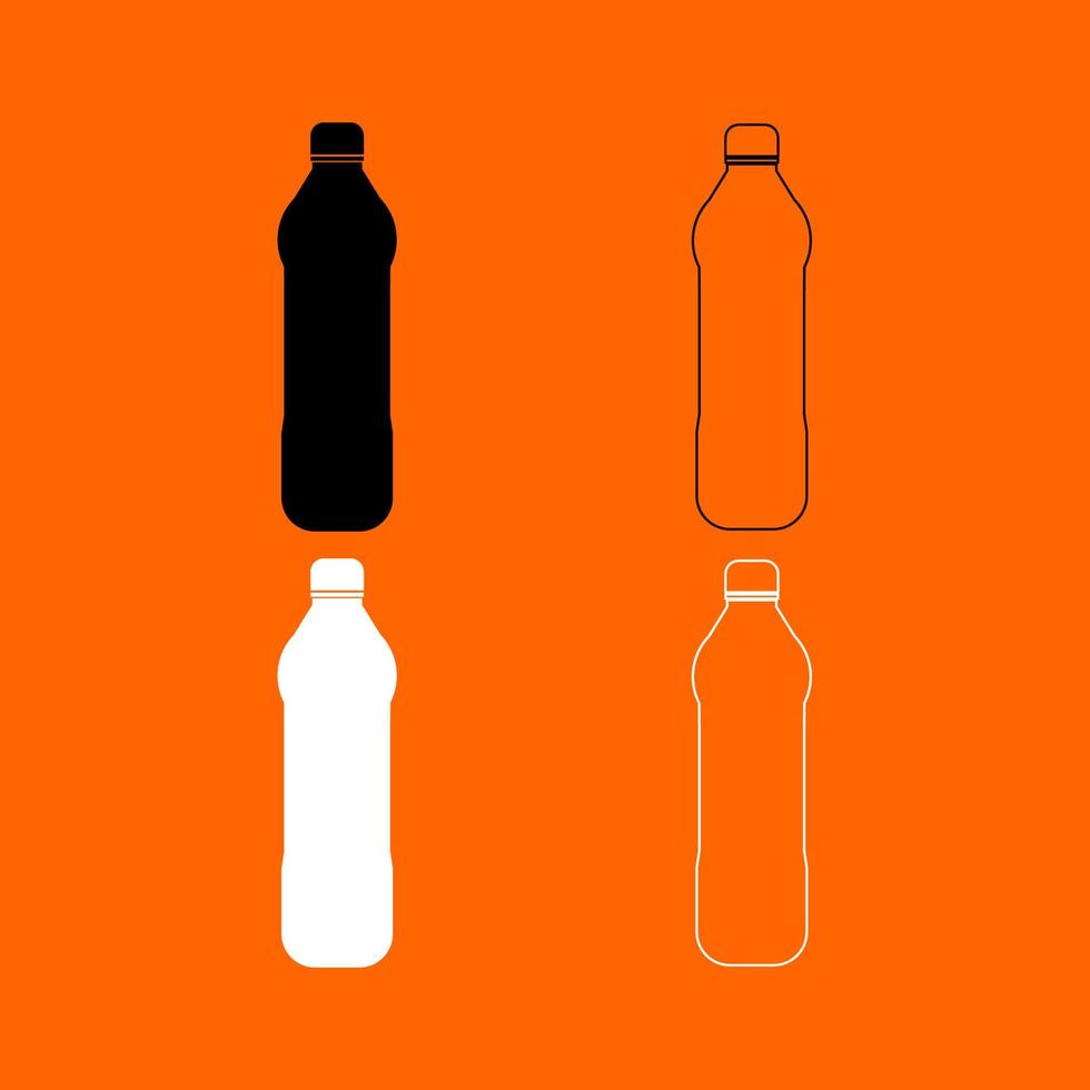 ícone de conjunto preto e branco de garrafa plástica de água. vetor
