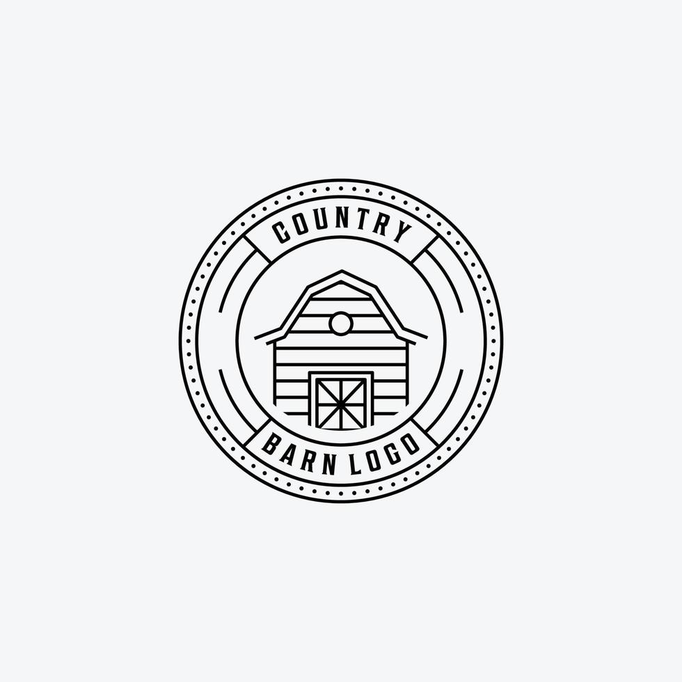 emblema do logotipo de vetor de celeiro de arte de linha, design de ilustração do emblema vintage do conceito de casa de fazenda de armazém de celeiro