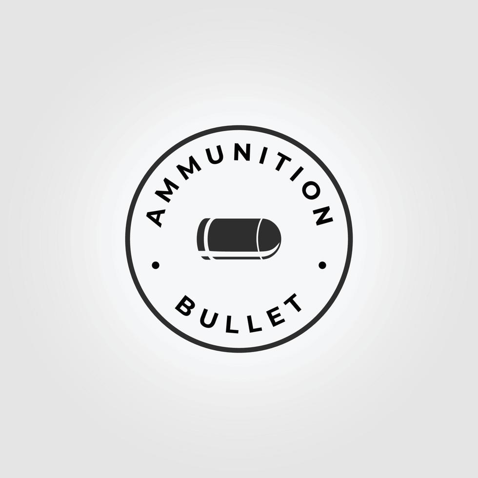 emblema minimalista bala logotipo vintage vetor contorno munição munição ilustração design