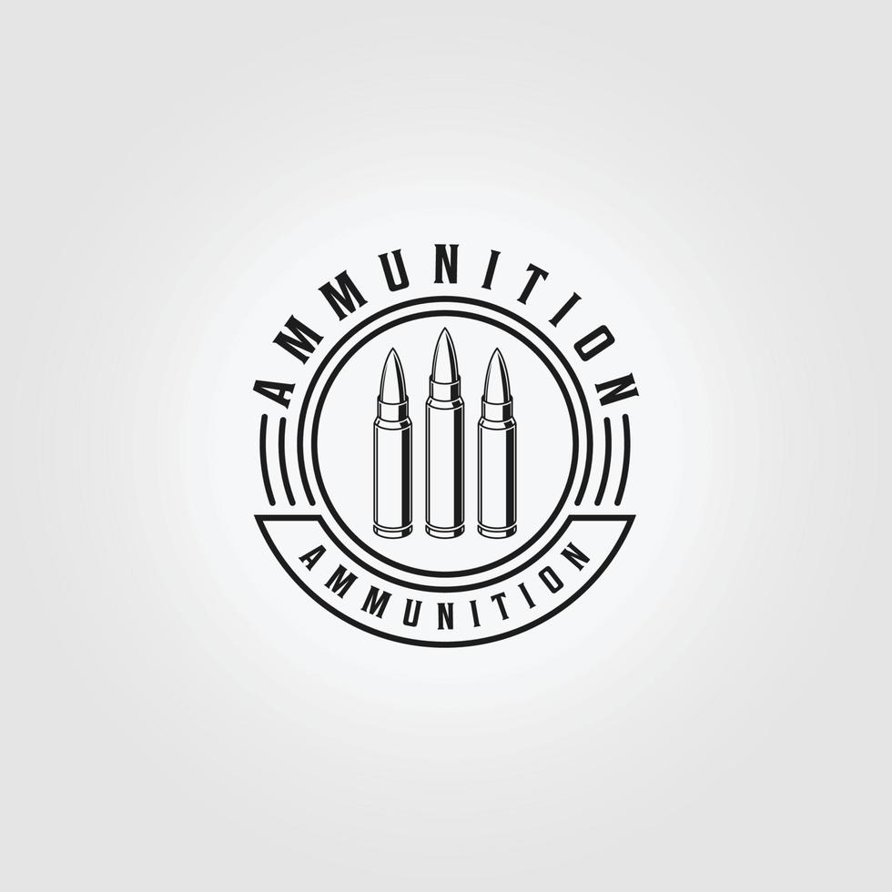 emblema de munição munição bala logotipo linha arte vintage ilustração vetorial design vetor