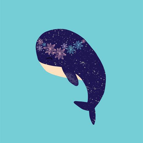vaquita marina baleia azul sealife ilustração vetorial vetor