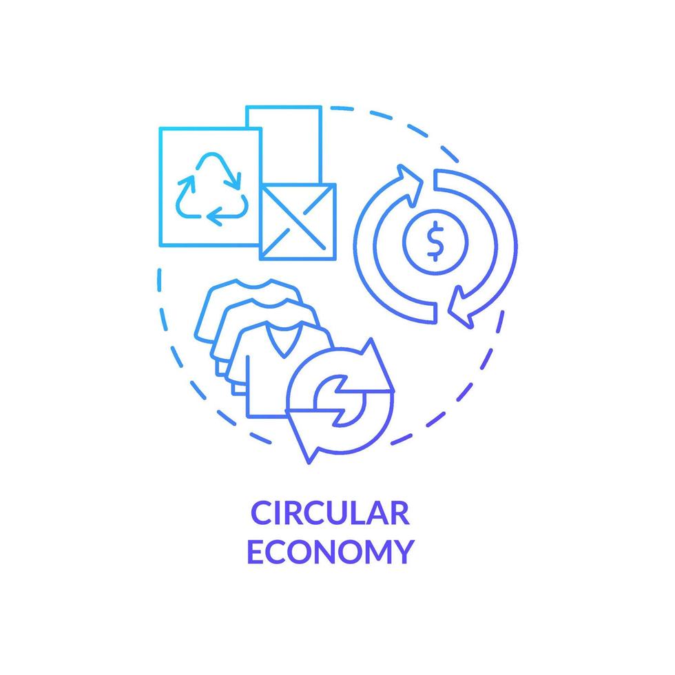 ícone de conceito gradiente azul economia circular. combater o aquecimento global e as mudanças climáticas. modelos de economia abstrata idéia ilustração de linha fina. desenho de contorno isolado. inúmeras fontes pró-negrito usadas vetor