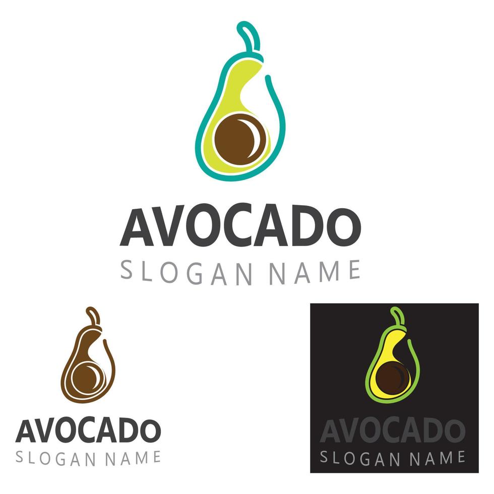 modelo de ilustração criativa de design de logotipo de frutas frescas de abacate vetor