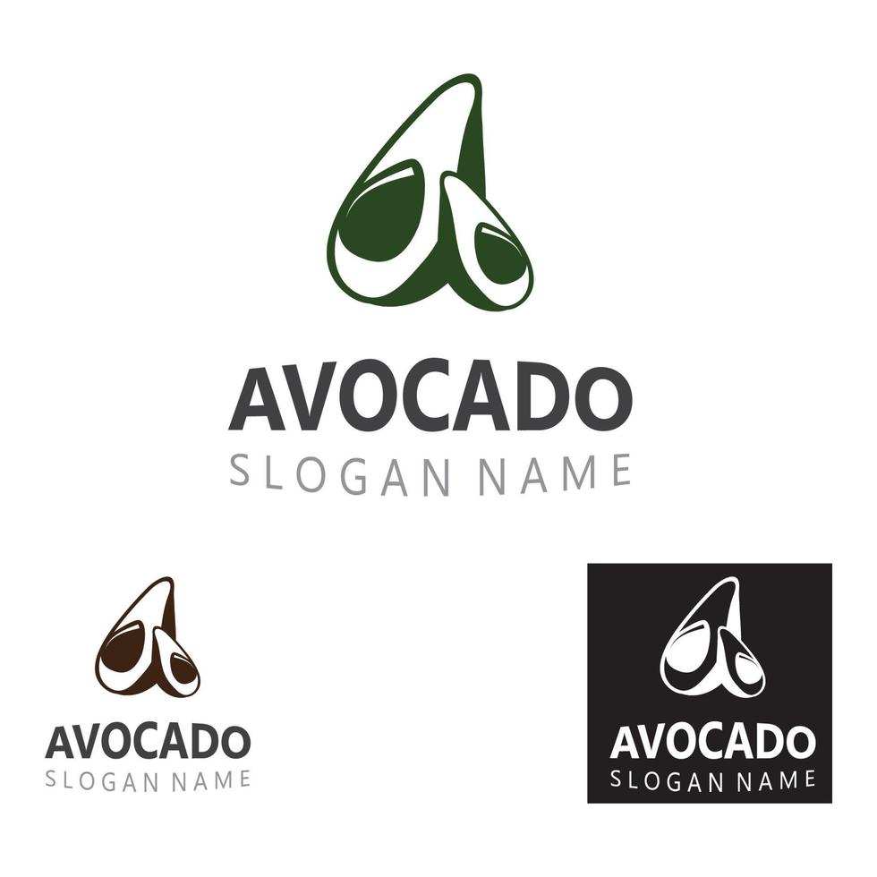 modelo de ilustração criativa de design de logotipo de frutas frescas de abacate vetor