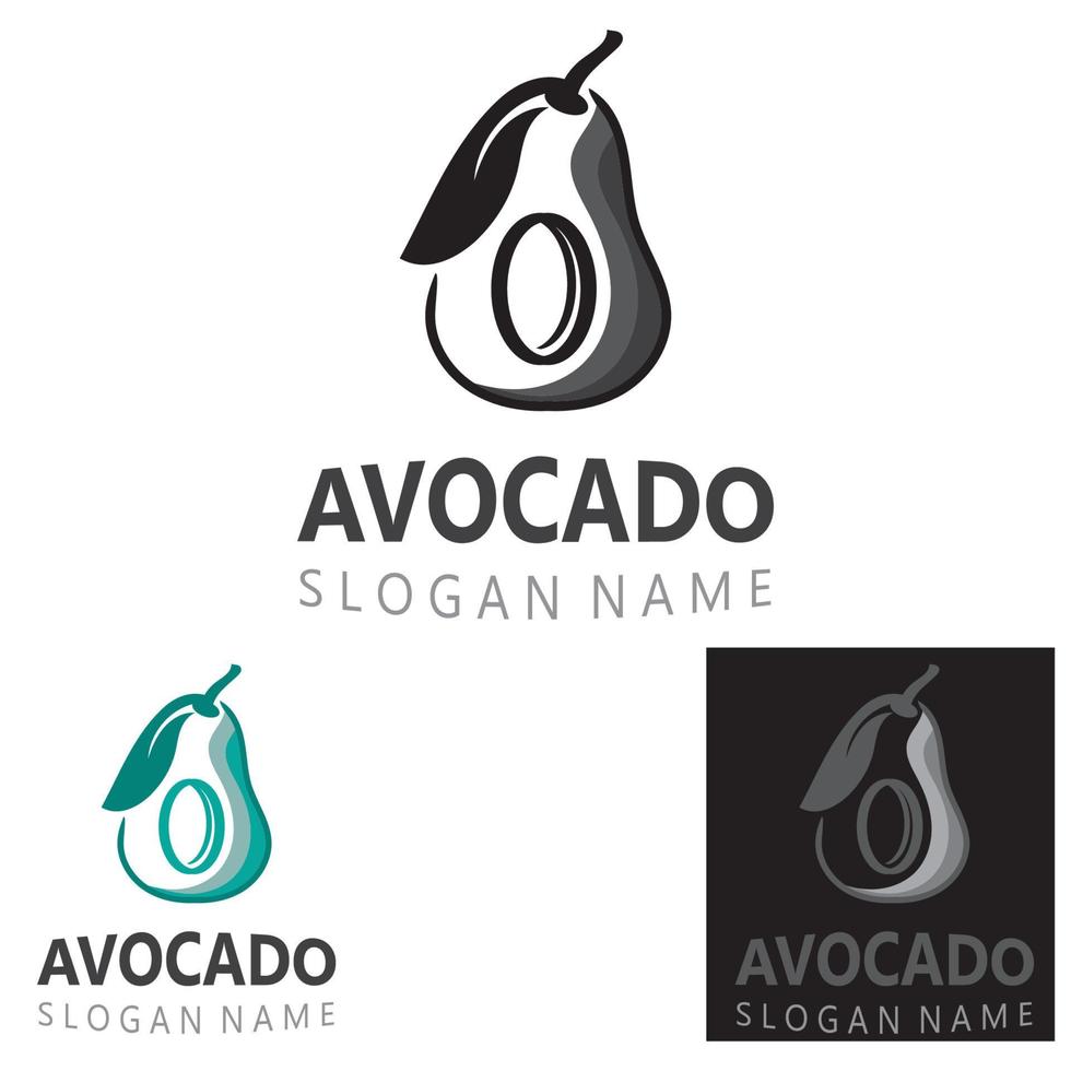 modelo de ilustração criativa de design de logotipo de frutas frescas de abacate vetor