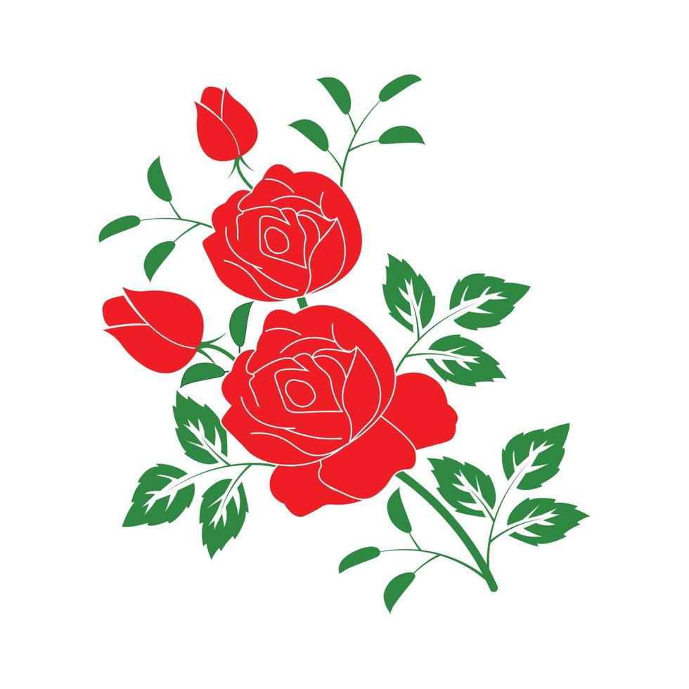 silhueta de vetor floral de flor rosa em ilustração em fundo branco