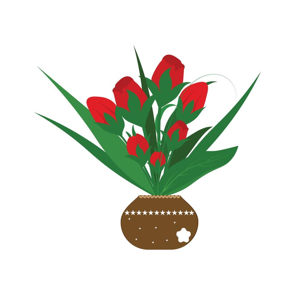 vetor de flor de design floral de vaso de tulipa na ilustração