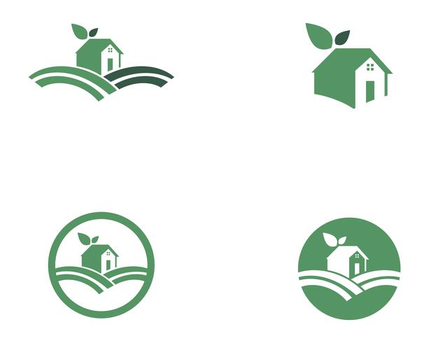 Logotipo da natureza verde folha em casa vetor