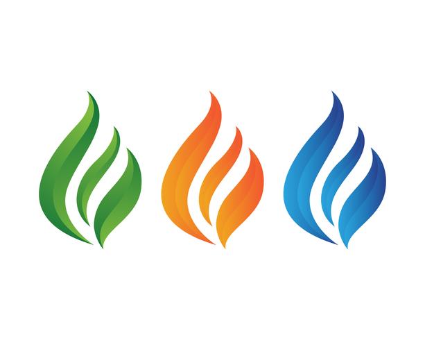 Logotipo da natureza da chama do fogo e molde dos ícones dos símbolos vetor