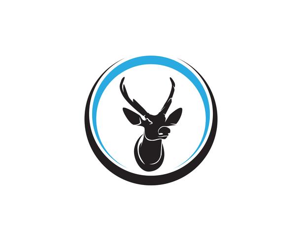 Head deer animals logo ícones de silhouete preto vetor