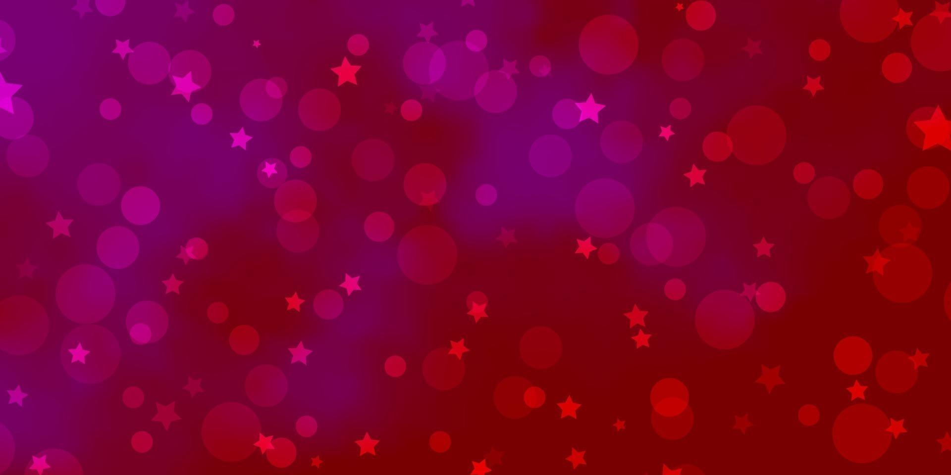 layout de vetor rosa claro com círculos, estrelas.