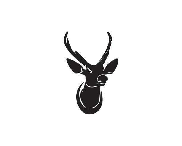 Head deer animals logo ícones de silhouete preto vetor