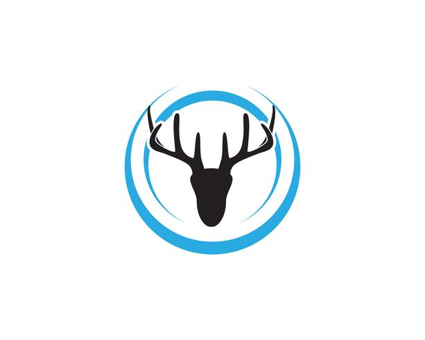 Head deer animals logo ícones de silhouete preto vetor