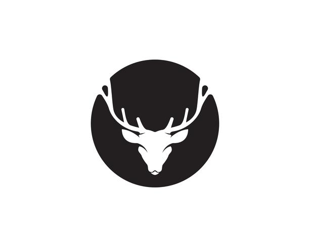 Head deer animals logo ícones de silhouete preto vetor