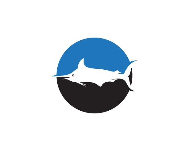 Marlin jump fish logo e ícone de símbolos vetor