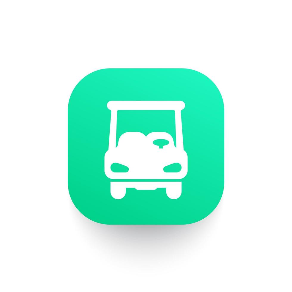 ícone de carrinho de golfe, carro em forma verde vetor