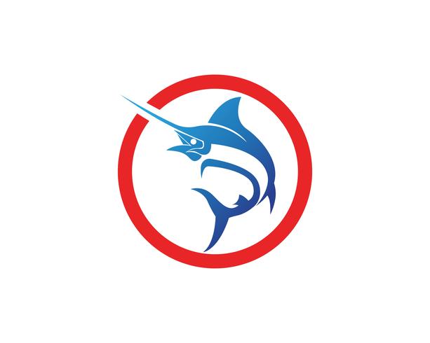 Marlin jump fish logo e ícone de símbolos vetor