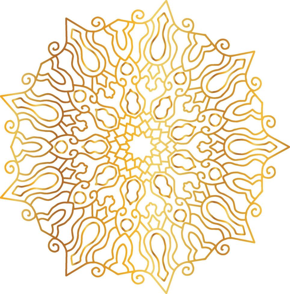 arte mandala com gradiente dourado e design real vetor
