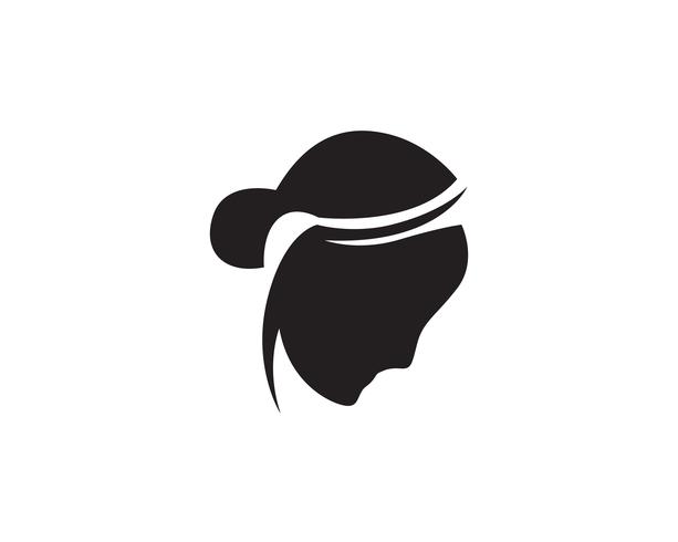 Logotipo de cabeça de mulher de cabelo e ícones de símbolos vetor