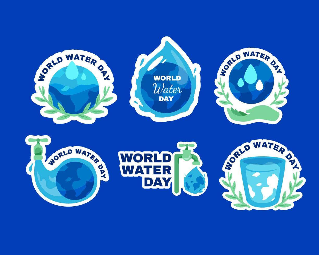 conjunto de adesivos do dia mundial da água vetor