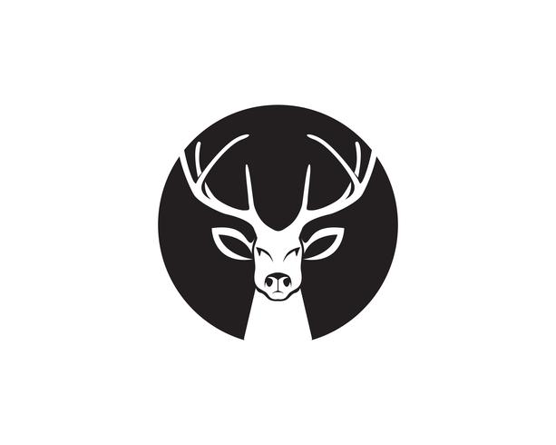Head deer animals logo ícones de silhouete preto vetor