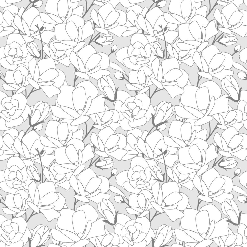 padrão perfeito de estilo de doodle de flor de magnólia vetor