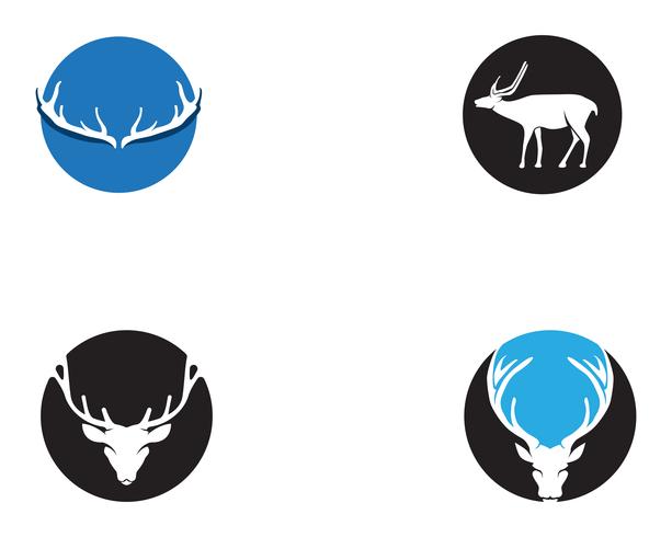 Head deer animals logo ícones de silhouete preto vetor