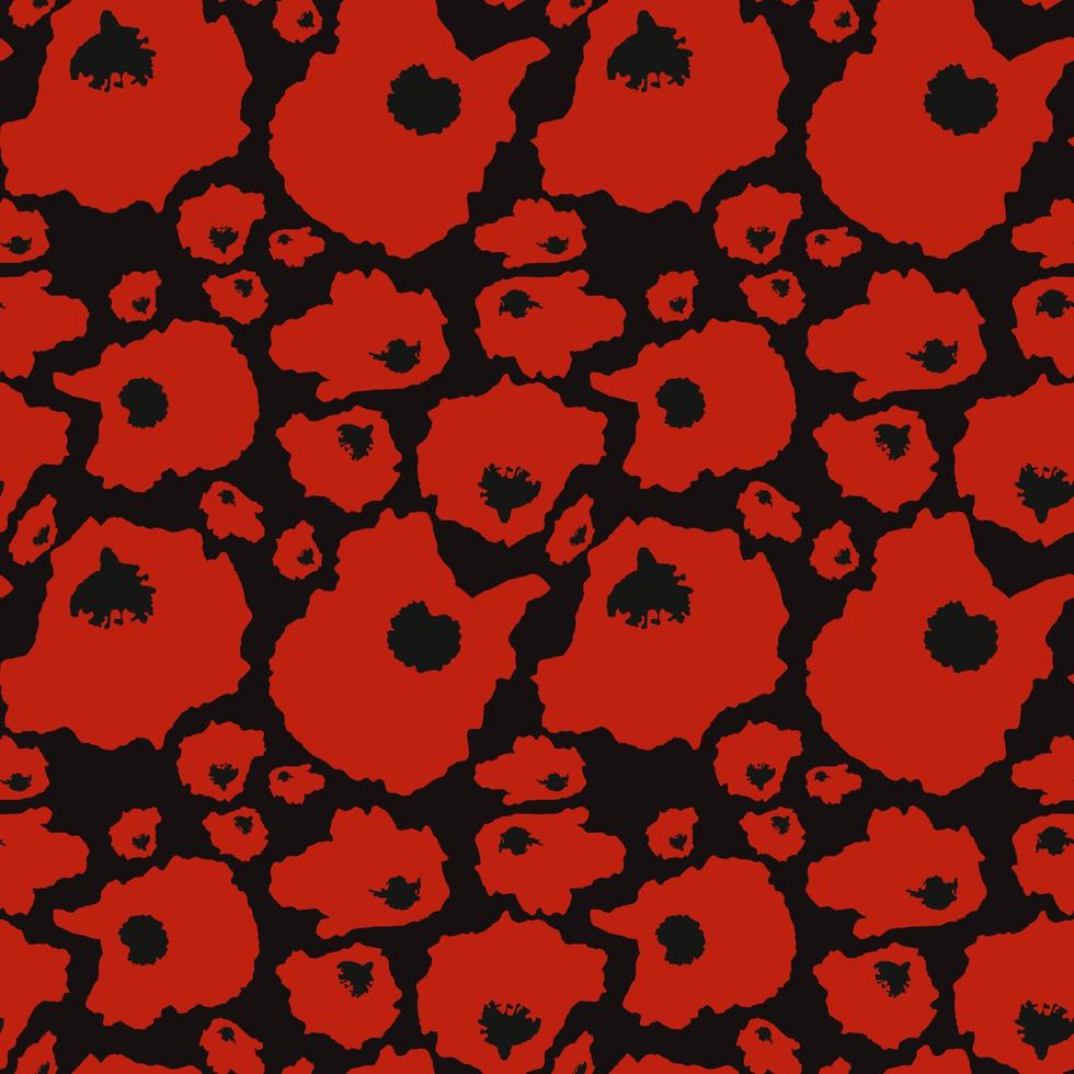 fundo floral sem costura vermelho. padrão com flores vermelhas. ilustração vetorial floral vetor