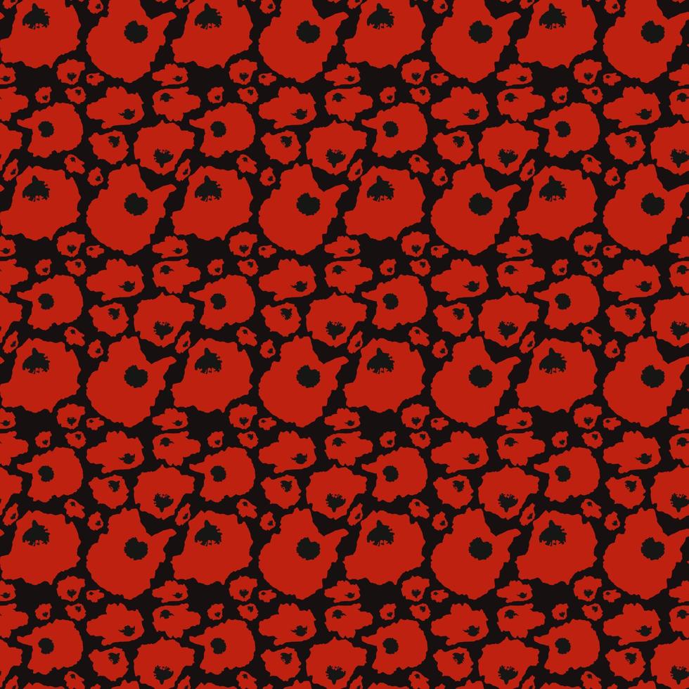 fundo floral sem costura vermelho. padrão com flores vermelhas. ilustração vetorial floral vetor