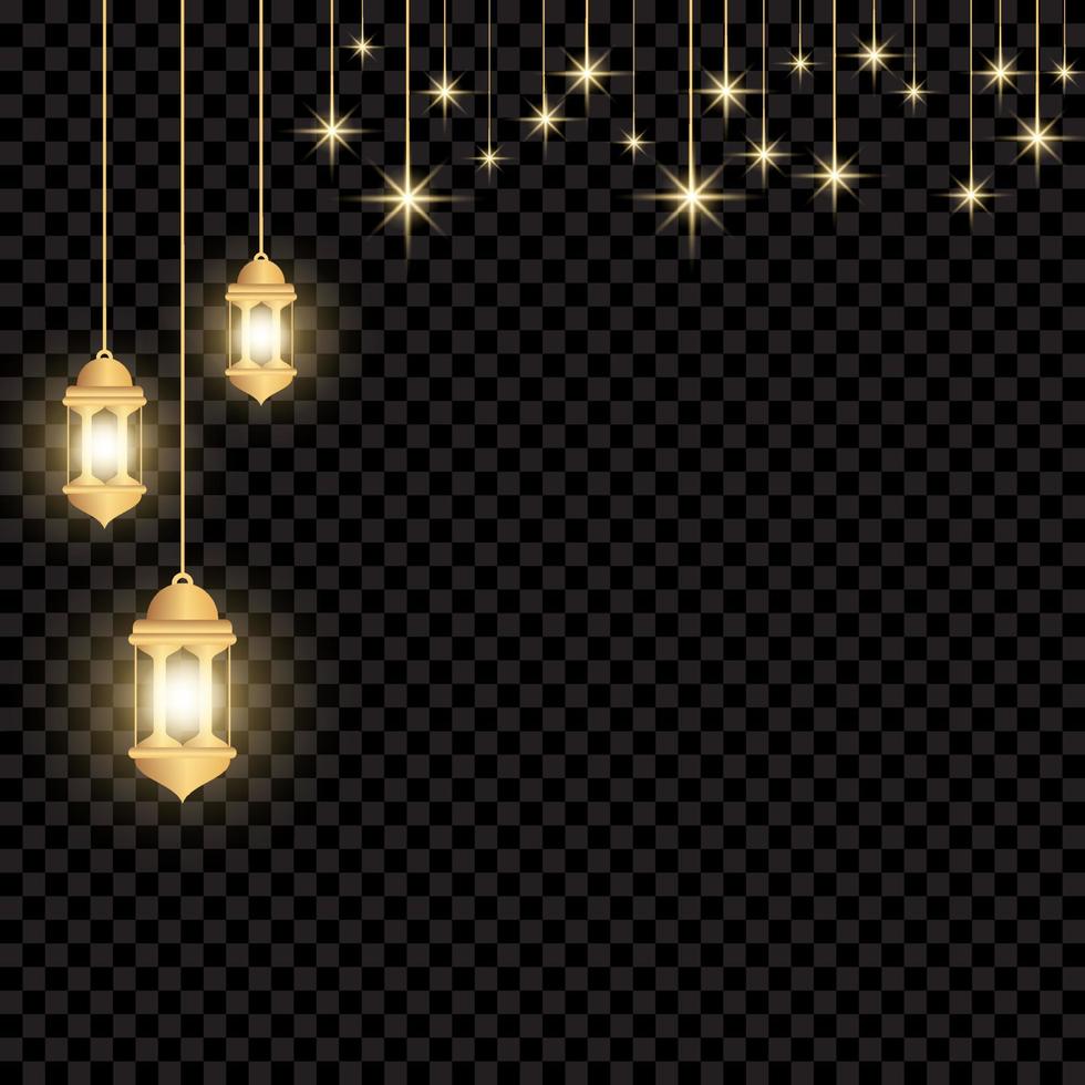 design de modelo decorativo para o ramadã com estrelas e lanterna. ramadan kareem com lanterna. ilustração vetorial vetor