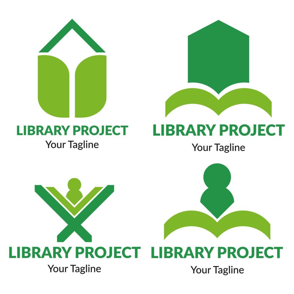 conjunto de modelo de logotipo de biblioteca vetor