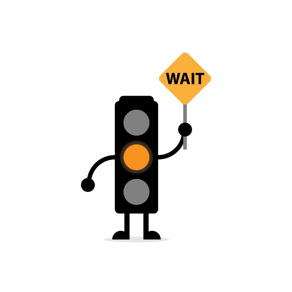 mascote de semáforo amarelo vetor